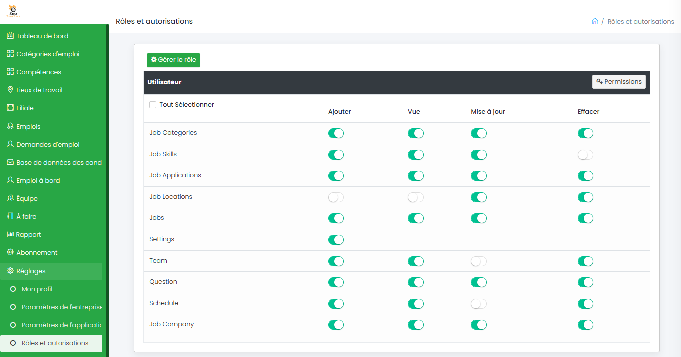 logo centre d'appelle-Rôles et Autorisations des Membres de l’Équipe